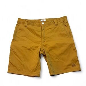 LIVSN Shorts Mens 32 Brown Flex Canvas Chino Outdoor Hiking Gorpcore 9" Inseam